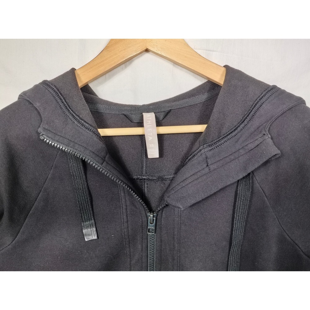 Athleta Full Zip Hoodie XS Black Thumbholes Sporty Off-Duty Wellness-core‎ - Picture 7 of 13